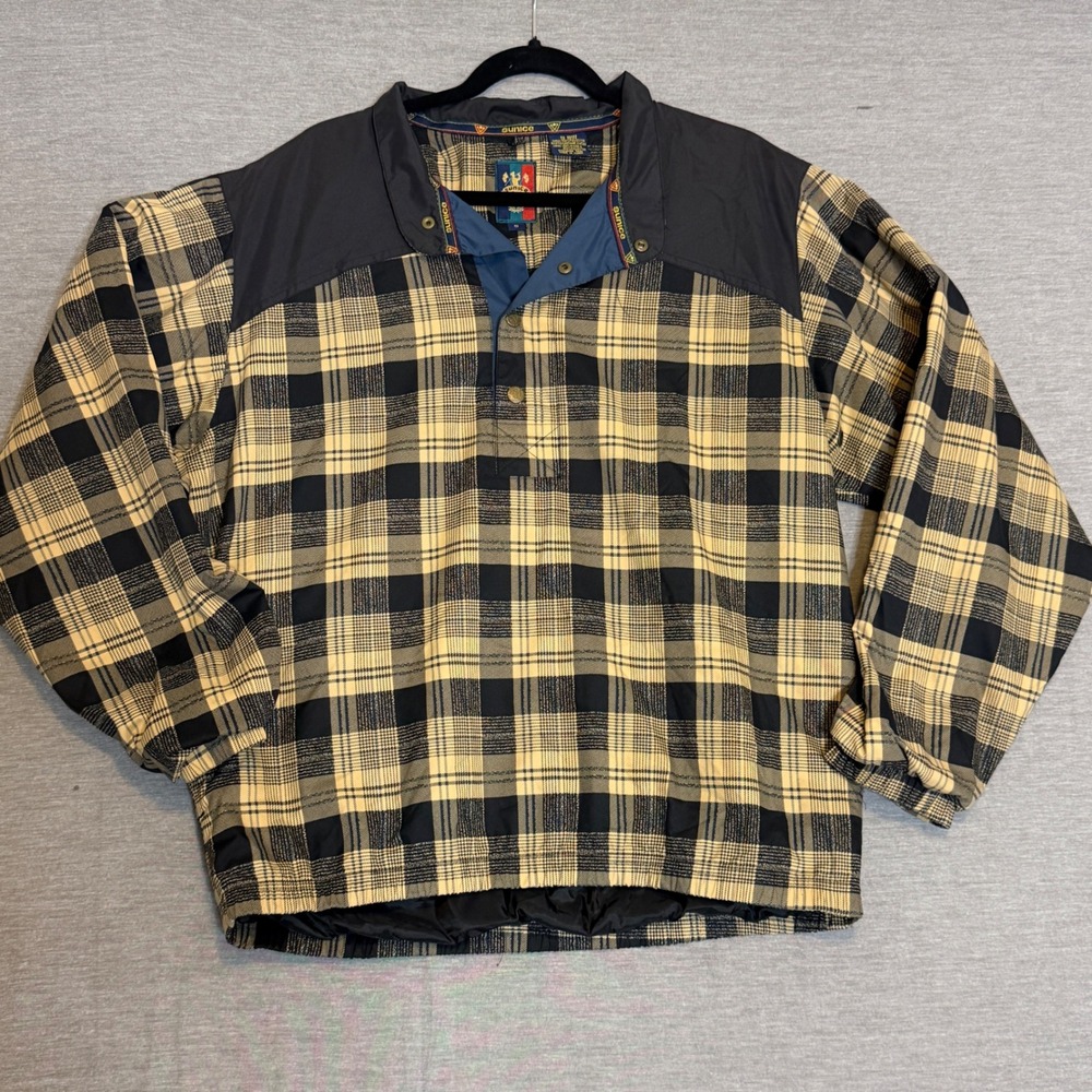 Vintage golf Sunice Mens Plaid Pullover Anorak Jacket Black Tan Blue Sz S